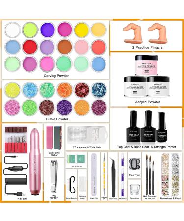 Morovan Acrylic Nail Kit with Drill - Professional Complete Starter Set for Beginners - Glitter Acrylic Powder for Nail Extension - DIY Pink - Buy Online on GoSupps.com