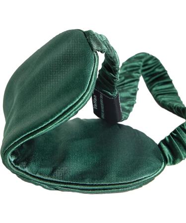 Vehan 100% Pure Natural Mulberry Silk Sleep Mask - Adjustable Strap, Blackout Eye Cover for Sleeping, Travel, Yoga - Dark Green - Buy Online on GoSupps.com
