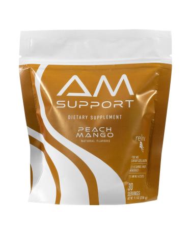 Reliv AM Support Collagen Powder Energy Drink Mix With Ginseng And Superfruit Blend Light Mango Flavor Morning Supplement For Focus Gut Health And Daily Wellness - 9.01 oz