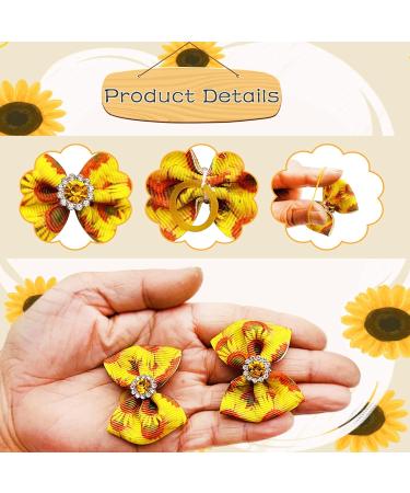 JpGdn 24Pcs/12Pairs Dog Hair Bows with Rubber Band Autumn Sunflower Pattern for Girls Female Cat Rabbit Puppy Poodle Top Knot Elastic Hair Bowknot Grooming Accessories Attachment Sunflower Autumn 24 - Buy Online on GoSupps.com