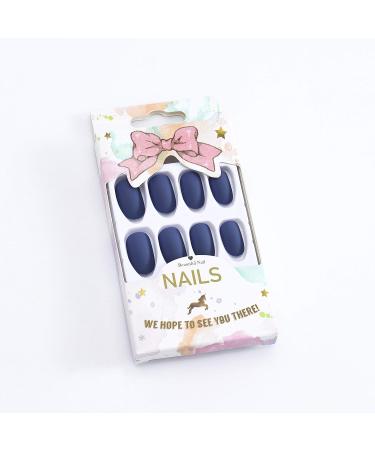 Buy Sethain Matt Oval Blue False Nail Tips - 24 Medium Press-On Fingernails for Women & Girls - Complete Cover - Buy Online on GoSupps.com