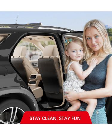 Surdoca Premium Waterproof Car Seat Kick Mat - Pu Leather Back Seat Protector for Kids - Stain Resistant, Adjustable Strap - Universal Fit - Black - Buy Online on GoSupps.com