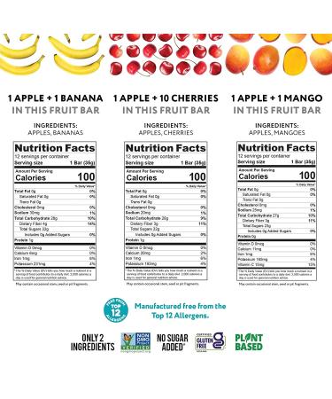 Variety Pack-1 Natural Fruit Bars | High Fiber Vegan & Gluten Free Snack | Paleo & Non-GMO | 36 Pack Energy Food - Buy Online on GoSupps.com