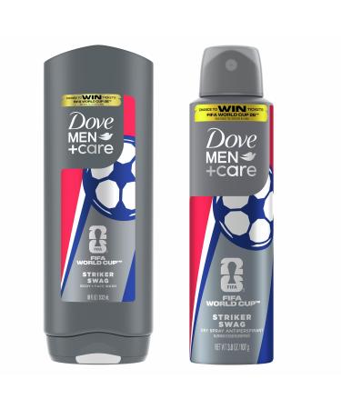 DOVE MEN + CARE Limited Edition FIFA Body Wash & Deodorant Regimen Pack 2 Count Striker Swag for Men for Hydrated Soft Skin & Odor Control