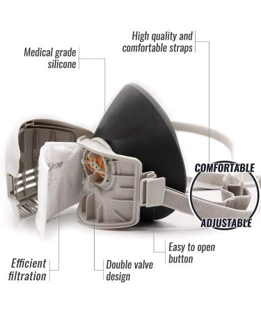 Tesoro Moda Reusable Respirator Mask with 7 Filters  Half Mask Respirator for Woodworking Welding Polishing Painting and Work Protection  Comfortable Quick-Release Headband and Dual Filtration - Buy Online on GoSupps.com