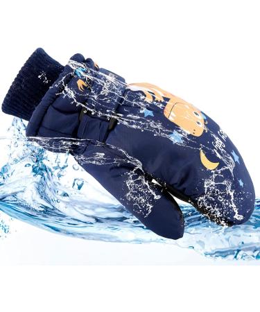 Kids Ski Gloves Mittens Waterproof Winter Warm Snow Gloves for Boys Girls - Dark Blue (2-6 Years) - Buy Online on GoSupps.com