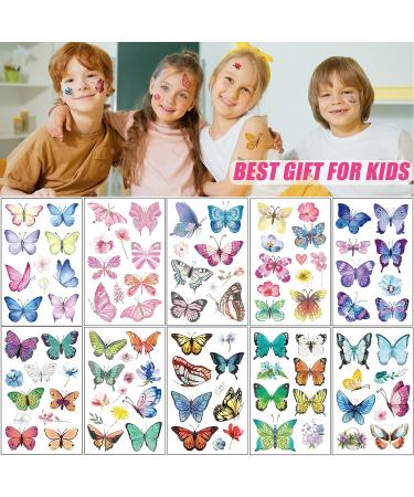 100Pcs Butterfly Temporary Tattoos for Kids & Women - Colorful Butterflies, Waterproof Art Stickers for Face, Body & Arm - Birthday Party Favors & Makeup Supplies - Buy Online on GoSupps.com