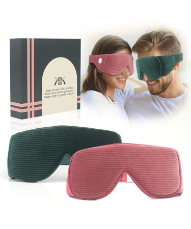 Kozy 2-Piece Heated Eye Mask Combo - Cordless Warm Compress for Eyes Adjustable Warmth Settings USB Rechargeable Washable Steam Eye Mask with Soft Velvet Fabric Eye Compress for Couples