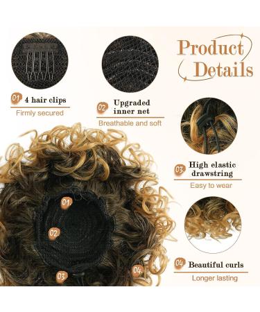 PEACOCO Short Curly Messy Bun Ponytail Extension for Women with Thinning Hair - High Temperature Synthetic Fiber, Elastic Drawstring Hair Pieces (1B, 80g) - Buy Online on GoSupps.com