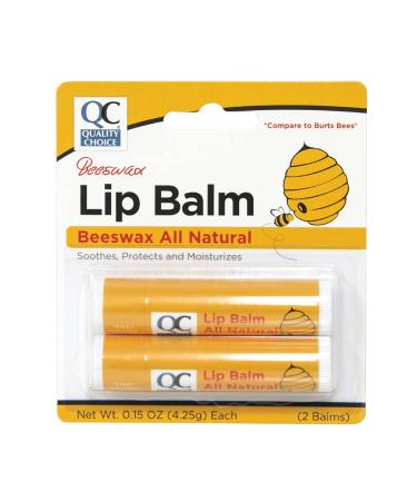Quality Choice Beeswax Lip Balm All Natural 2 Tubes 0.15oz Each (1)