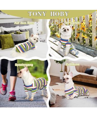 Tony Hoby Dog Suit for Men & Women - Soft Cotton 4-Legged Stripes Overall | Comfortable Sleepwear for Dogs - M Blue & White - Buy Online on GoSupps.com
