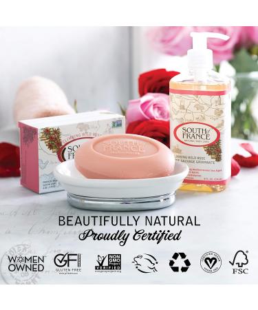 South of France Climbing Wild Rose Clean Bar Soap - 6 oz (Pack of 4) | Triple-Milled French Soap with Organic Shea Butter and Essential Oils | Vegan Non-GMO Body Soap - Buy Online on GoSupps.com