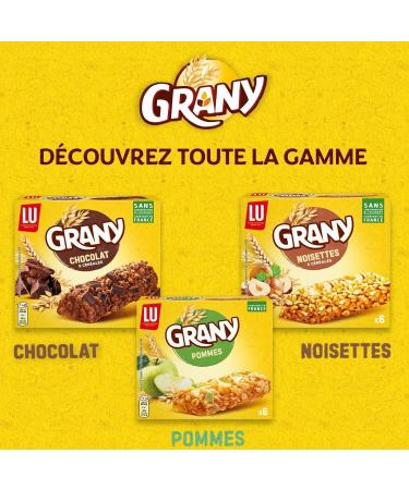 LU - La Bo te Grany - Assortiment de Barres C r ales pour Petit D jeuner ou Go ter - 8 Paquets soit 48 Barres - 4 x Grany Chocolat - 2 x Grany Pommes - 2 x Grany Brut Noisettes - Lot de 1 00kg Pommes Noisettes Chocolat Petit Format - Buy Online on GoSupps.com