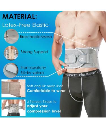Funcy X-Large Gray Back Brace for Men & Women - Lower Back Pain Relief, Breathable Support Belt for Heavy Lifting, Anti-Skid Lumbar Support for Herniated Disc, Sciatica, Scoliosis - Buy Online on GoSupps.com