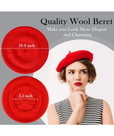 Women's Winter Wool Beret Hat with Stylish Scarf - Black/Red/Beige/Wine Red - Buy Online on GoSupps.com