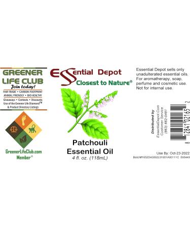 Essential Depot Patchouli Essential Oil - GC/MS Tested - Supplied in 4 oz. Amber Glass Bottle with Black Phenolic Cone Lined and Safety Sealed Cap - Buy Online on GoSupps.com