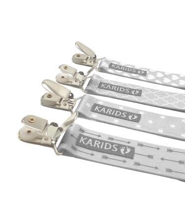 Karids 4er Set Unisex Pacifier Chain - Baby Pacifier Strap for Toddlers | Snug & Stylish Gray Pacifier Bands - Buy Online on GoSupps.com