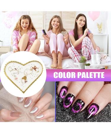 Palette De M lange pour Ongles | Plateau de Mixage pour Maquillage des Ongles - Plateau R sin l gant Bord Dor pour Pratique Gel Manucure Salon Domicile Amour - Buy Online on GoSupps.com