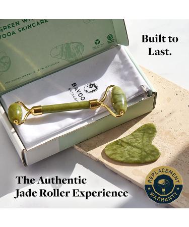 Authentic Jade Roller and Gua Sha Set - Reduce Puffiness and Wrinkles, Spa Grade Facial Massager for Natural Glow - Buy Online on GoSupps.com