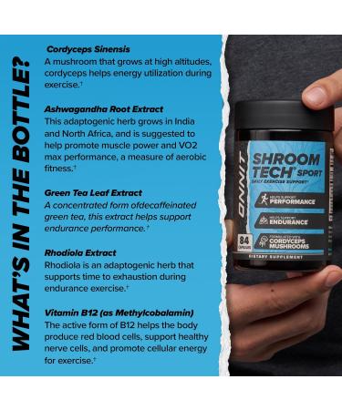 ONNIT Shroom Tech Sport Daily Exercise Support Capsules Pre Workout Supplement with Cordyceps Mushrooms Caffeine-Free Dietary Supplement for Daily Energy Support 28 Count - Buy Online on GoSupps.com