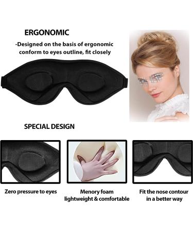 Luxury Sleep Eye Mask for Men & Women - Black Concave Molded Night Sleep Mask - Comfortable Cover for Travel, Yoga, Nap - 3D Contoured Cup Sleeping Mask & Blindfold - Buy Online on GoSupps.com