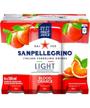 SAN PELLEGRINO Light Blood Orange Sparkling Fruit Beverage 25 Calories Per Serving Made With Real Fruit Juice (From Concentrate) Bold And Flavourful Crafted in Italy 24 Cans - Buy Online on GoSupps.com
