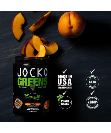 Jocko Fuel Greens Powder (Peach Flavor) - Greens & Superfood Powder for Healthy Green Juice - Keto Friendly with Spirulina  Chlorella  Digestive Enzymes  & Probiotics - 30 Servings - Buy Online on GoSupps.com