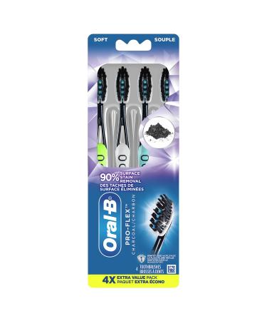 Oral-B Power Pro-Flex Charcoal Manual Toothbrush Soft 4 Count