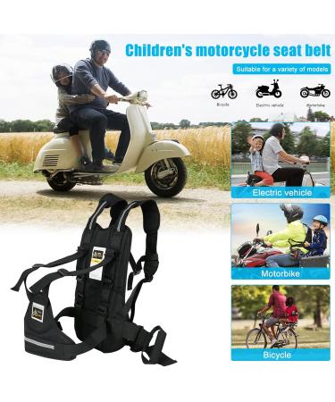 Motorcycle Children's Belt - Adjustable Bike Safety Seat Belt with Reflective Stripes | 1-12 Years (Black) - Buy Online on GoSupps.com