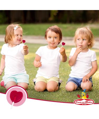 CASA DEL DOLCE Heart Saucette Small Heart Shaped Lollipops Cherry Flavor Box of 200 Pieces Individually Wrapped M - Buy Online on GoSupps.com