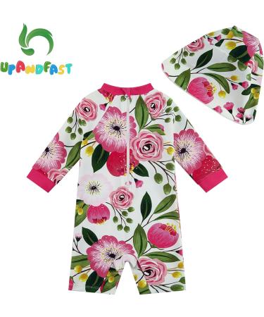 UPF 50+ Rose Flower Baby Girls' Swimsuit with Snap Bottom | 18-24 Months - Buy Online on GoSupps.com