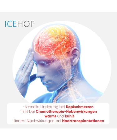 IceHOF Cooling Cap with 8 Packs - Gentle Fabric Hat for Chemo Migraine & Headache Relief - Hair Opening & Rubber Cinder Design - Buy Online on GoSupps.com