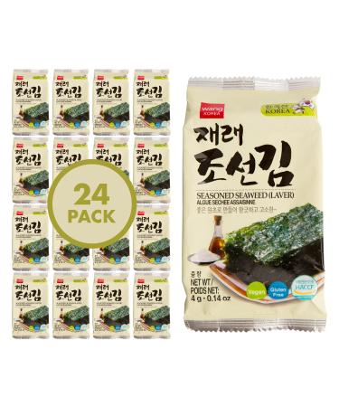 Wang Korean Roasted Seaweed Snack, Keto-friendly, Vegan, Gluten-Free, Healthy Snack 0.14 Ounce, Pack of 24 Original 0.14 Ounce (Pack of 24)