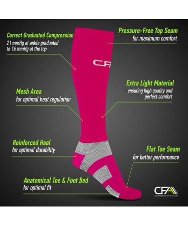 CFA V1 Compression Socks for Men & Women - Running Gym Cycling | Sustainable Danish Design - XL (2 Pairs) - Rosa - Buy Online on GoSupps.com