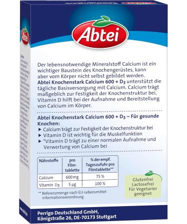 Abbey of Bone Calcium 600 + D3 - High Dose Dietary Supplement for Healthy Bones | Gluten-Free Lactose-Free Vegetarian - 28 Film-Coated Tablets - Buy Online on GoSupps.com