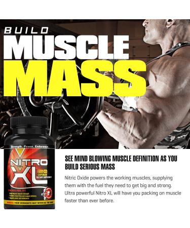 Nitro XL | Nitric Oxide Bodybuilding Supplement â with L-Arginine | Build Muscle Mass â Get Ripped â Boost Performance â Increase Endurance & Stamina â Intensify Your Workout | 120 caps - Buy Online on GoSupps.com