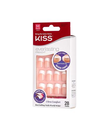Kiss Everlasting French Nail Kit Medium 28 Nails EF07 - 1 Pack | 28 Count - Buy Online on GoSupps.com