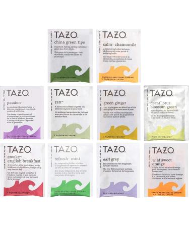 Tazo Tea Bags Sampler Gift Box - 20 Count Variety Pack of 10 Flavors with Honey Sticks by By The Cup - Buy Online on GoSupps.com