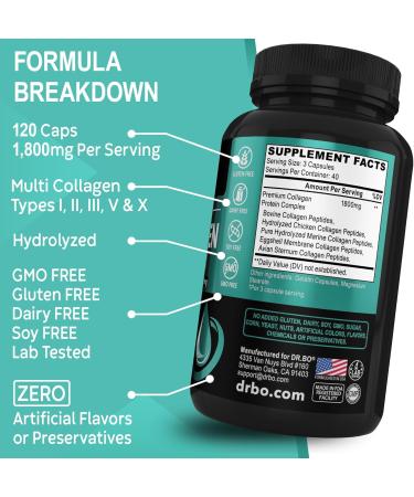 Multi Collagen Peptides for Women & Men - Type I II III V & X Multi Collagen for Women & Men Complex Capsules Hydrolyzed Peptides Pills Supplements for Skin Hair & Nails - 120 Protein Capsules - Buy Online on GoSupps.com