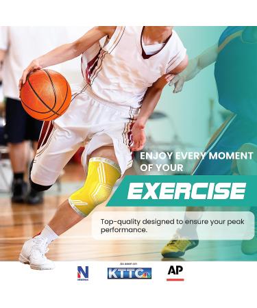 Modvel Knee Braces for Men & Women - Knee Pain Relief Set, Compression Sleeve for Meniscus Tear, ACL & Arthritis - Large Yellow - Buy Online on GoSupps.com