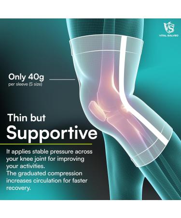 Vital Salveo Compression Knee Support Sleeve - Best Recovery Brace for Men & Women | Germanium Knee Support for Running Basketball Gym & Sports (X-Large - Buy Online on GoSupps.com
