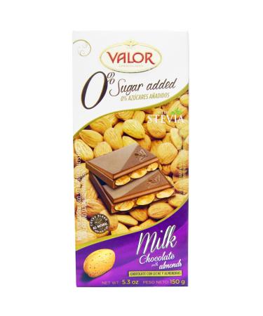 Valor 0% Sugar Added Milk Chocolate with Almonds 5.3 oz (150 g)