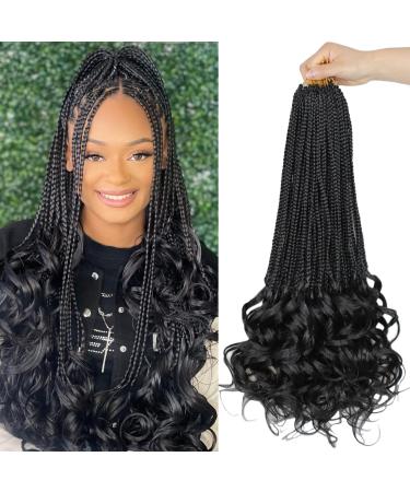 Vustbeauty French Curl Crochet Braids With Curly Ends 18 Inch 8 Packs Pre Looped Goddess Box Braids Spanish Curls Braiding Hair Wavy Crochet Hair For Black Women (18inch 1b) 18 Inch (Pack of 8) 1B