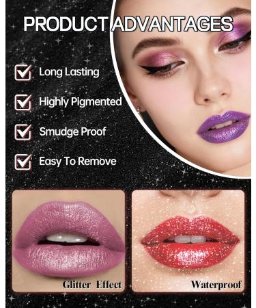 Rouge a Levre Paillet M tallique Rouge L vres Violet Clair Brillant Mat Longue Tenue Waterproof Lip Stain Haut Pigment Sans Transfert 2 in 1 Crayon a Levre Fard a Paupiere Maquillage Femme-02 02 Violet Clair - Buy Online on GoSupps.com