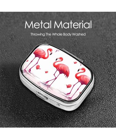 Buy Lovely Pink Flamingos Printed Square Pill Box - Portable Travel Medicine Organizer for Easy Use - Buy Online on GoSupps.com
