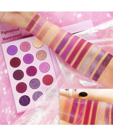 Afflano 15-Color Makeup Palette - Highly Pigmented Matte & Glitter Eyeshadows in Purple Pink and Silver | Perfect for Girls & Women - Buy Online on GoSupps.com