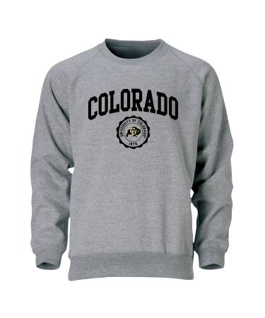 Ivysport Crewneck Sweatshirt, Unisex, Cotton/Poly Blend, Heritage Logo, Charcoal Grey Small Colorado Buffaloes - Charcoal Grey