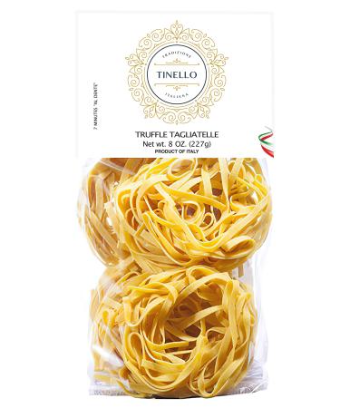 Tinello Italian Truffle flavored Tagliatelle Egg pasta with with Black truffle, 8 oz 227 gr (Black Truffle Tagliatelle, 2-Pack) Black Truffle Tagliatelle 1 Count (Pack of 2)