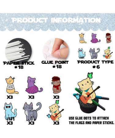 18pcs Glitter Fashion Cat Dessert Cupcake Topper Worldwide Popular Singer Cat Theme Decorations Baby Shower Boys Girls Happy Birthday Concert Party Decor Supplies - Buy Online on GoSupps.com