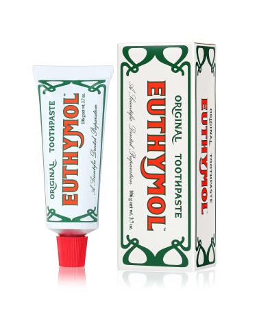 Euthymol  Natural Flouride-Free Formula/Strong Mint Flavor for Fresh Breath  3.7 oz | Classic Pink Toothpaste for Fresh Breath  Plaque & Tartar Remover | Travel Size Aluminum Recyclable Tube 3.7 Ounce (Pack of 1)